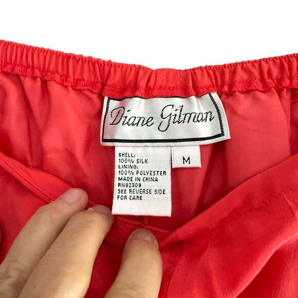 NWT Diane Gilman 100% Silk Wide Leg Lounge Pants Women's Medium Casualchic Red - Picture 5 of 10
